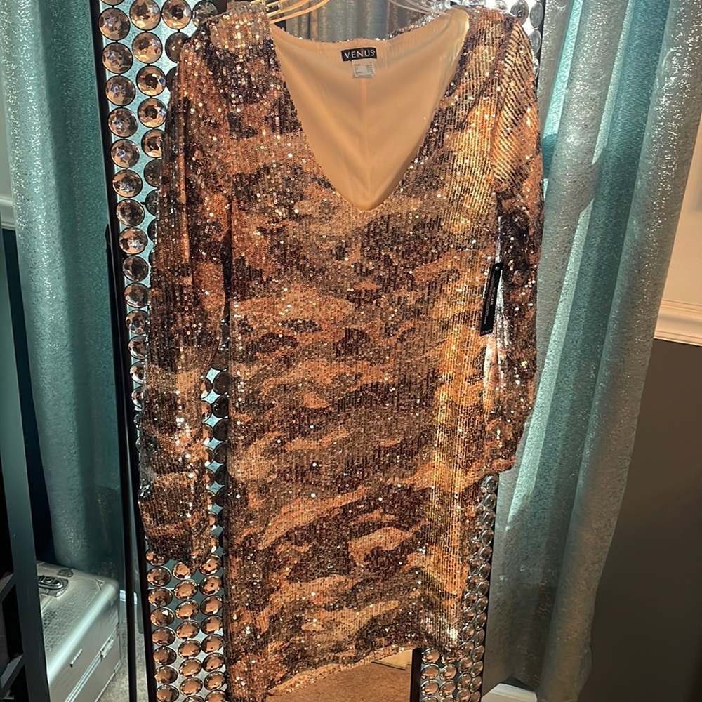 Venus Camo sequin dress.